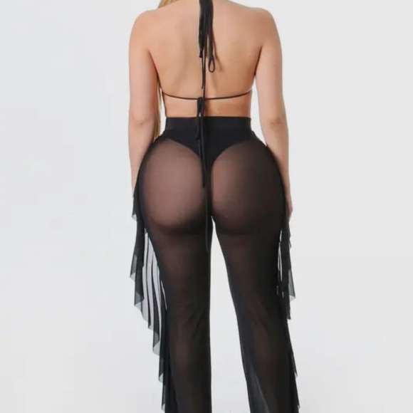 Mesh Bralette and Ruffle Pant Set - Picture 3 of 7